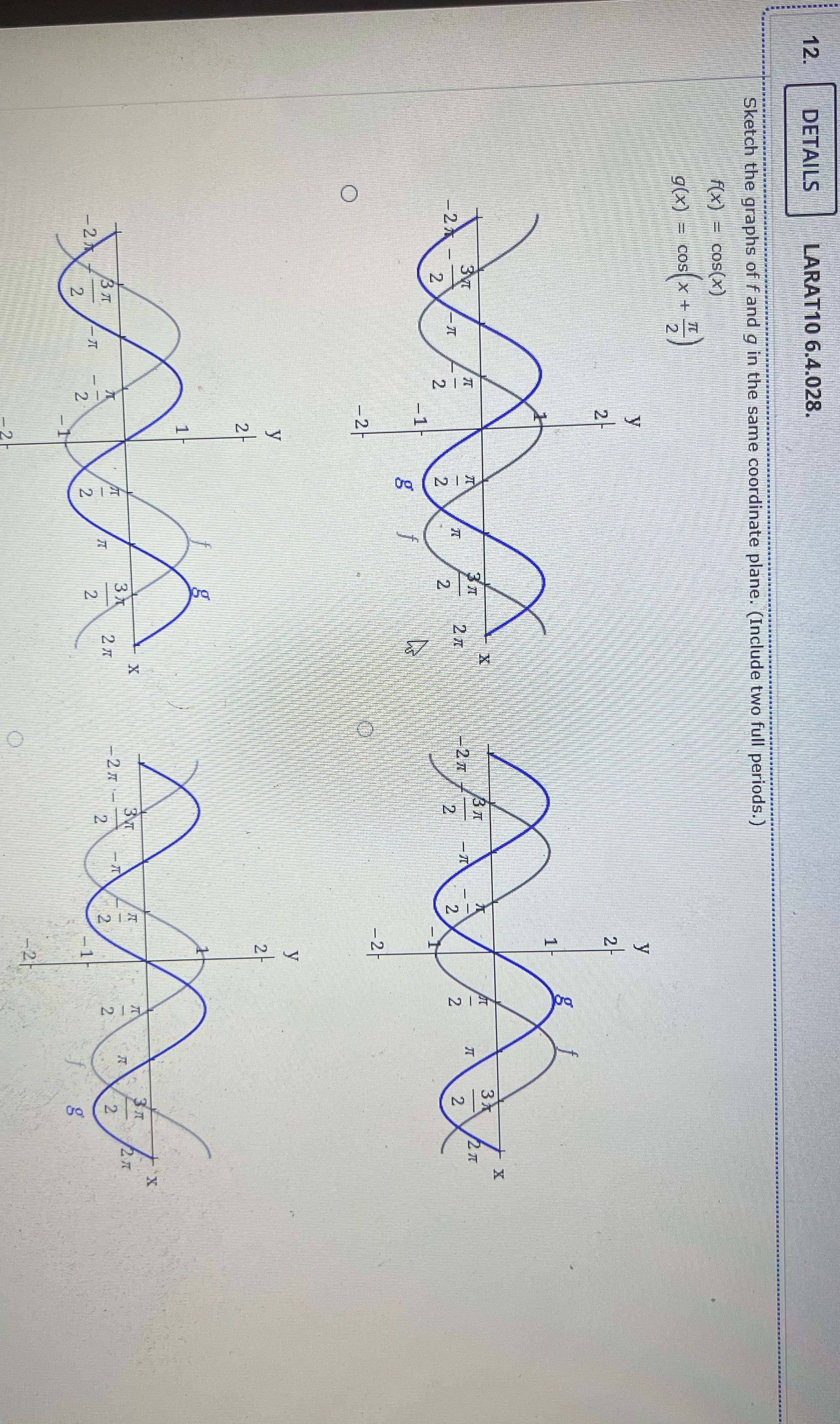 the graphs of f and g in the same coordinate plane. (Include