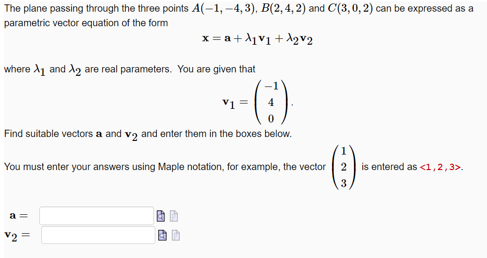 4, 2) and C(3, 0, 2) can be expressed as a parametric