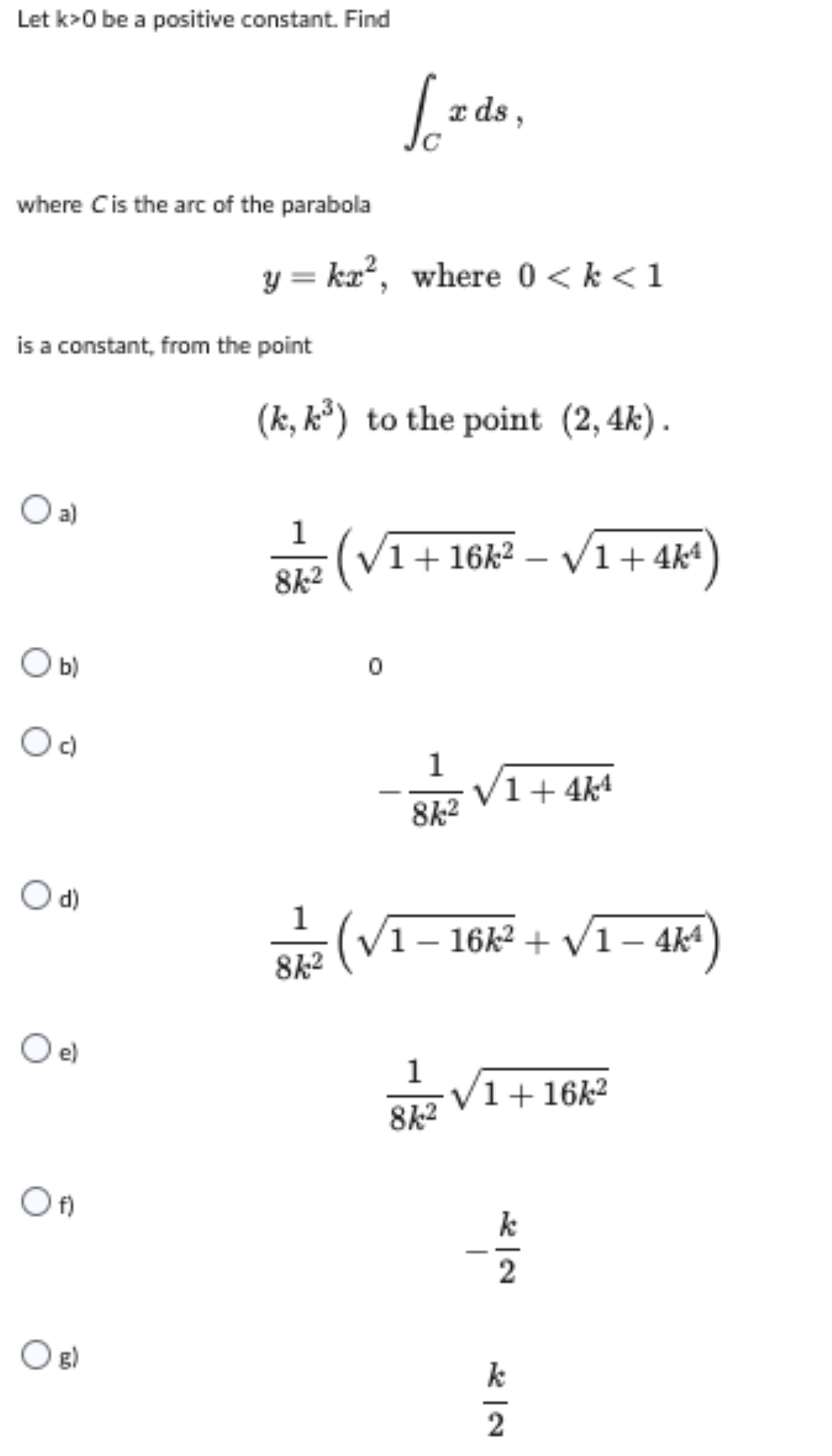  solve this question Let k>0 be a positive constant. Find Jo