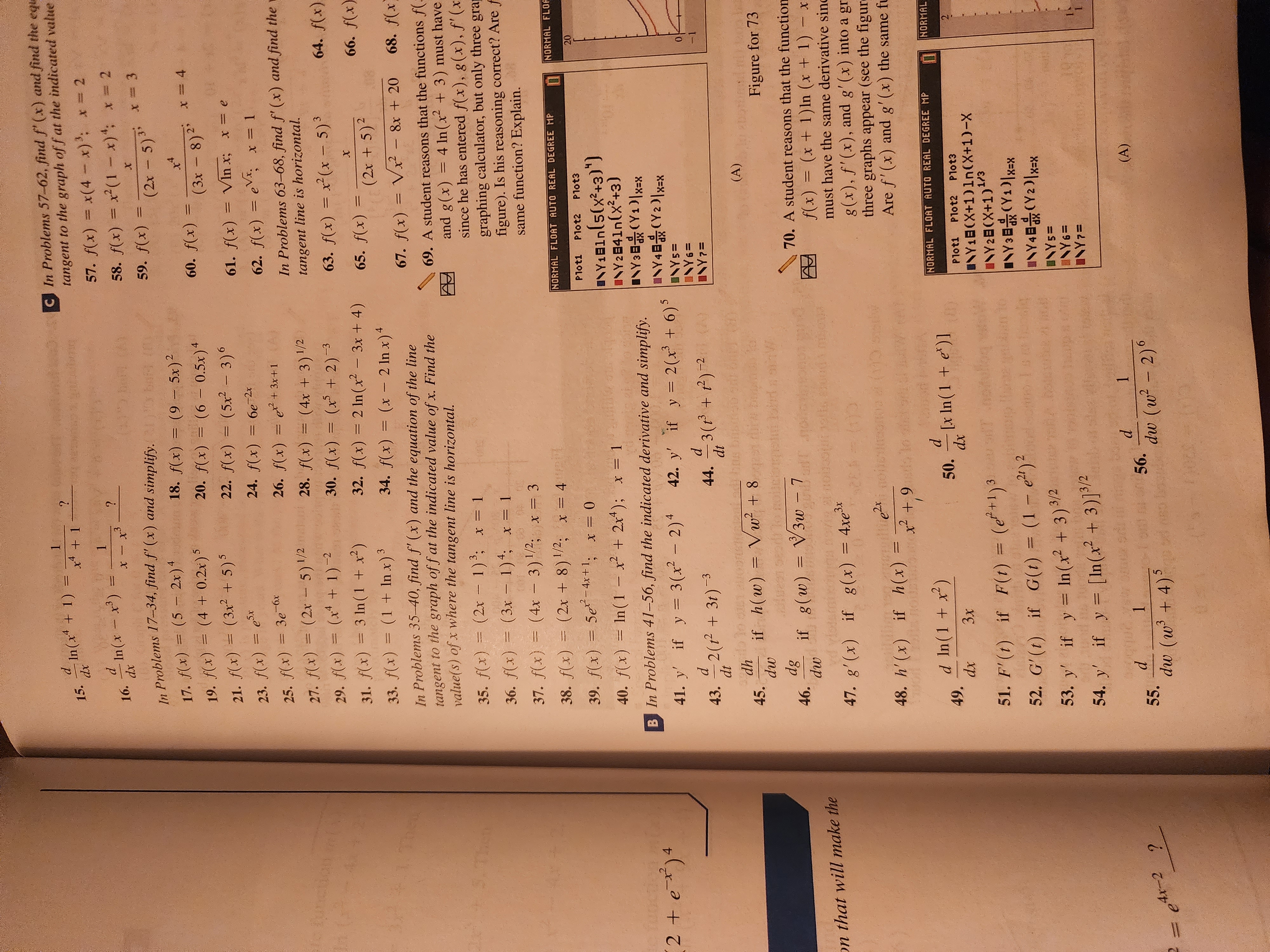  d In ( x 4 + 1 ) = - 1