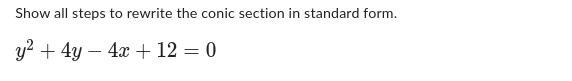 = -5Show all steps to write the standard form equation of a
