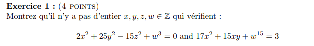r, y, z, w E Z qui verifient : 2x2 + 25y?
