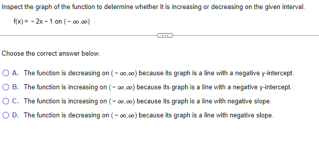 Inspect the graph of the function to determine whether it is