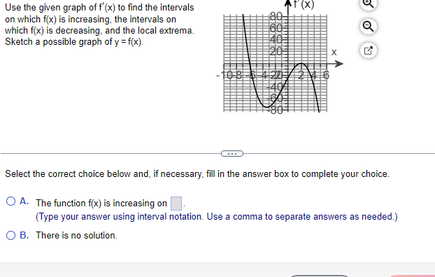 CUse the given graph of f (x) to find the intervals AT