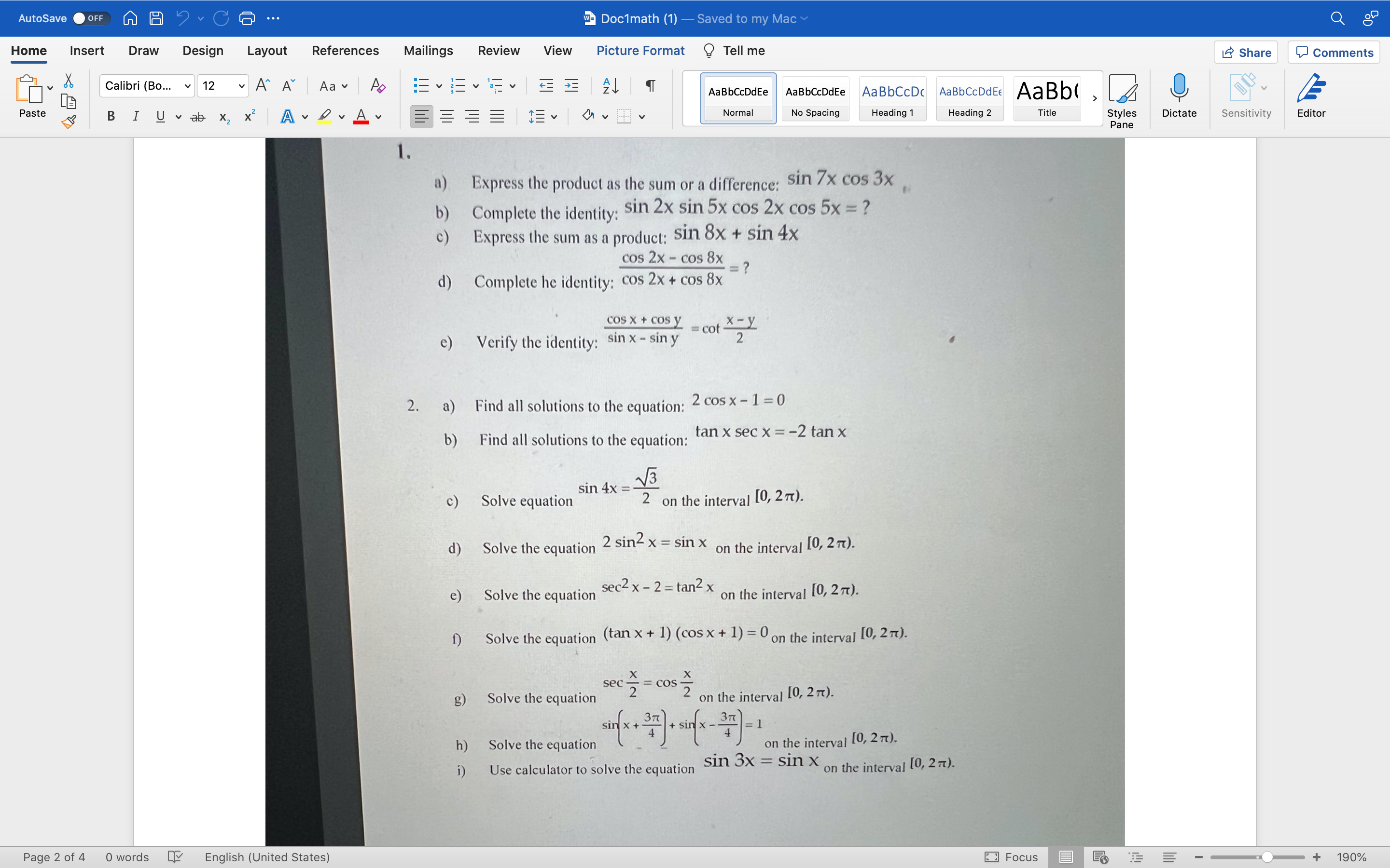 Law of Sines to solve the oblique triangle: b ) Two sides