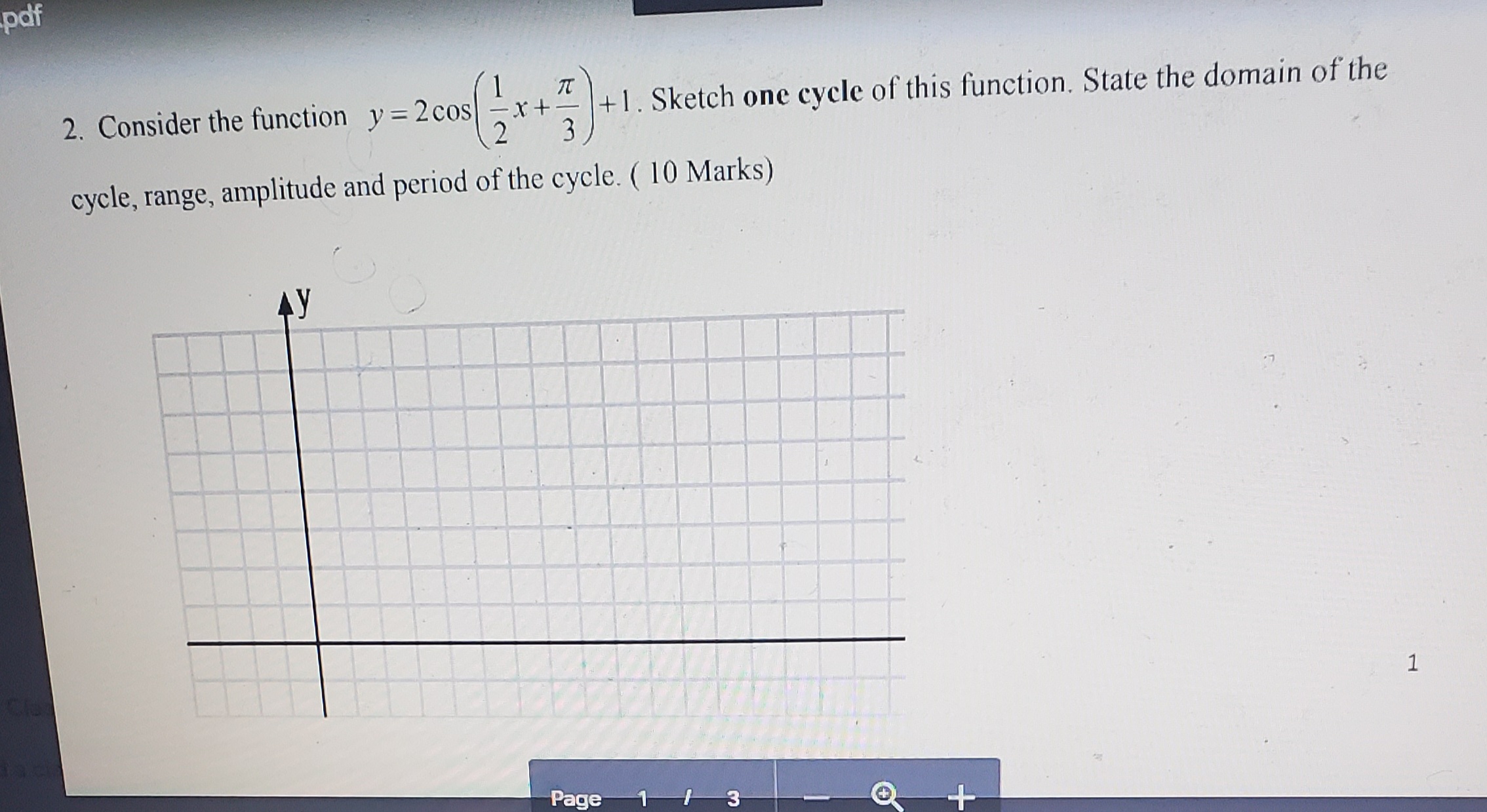 pof 2. Consider the function y =2cos -x+~ +1. Sketch one