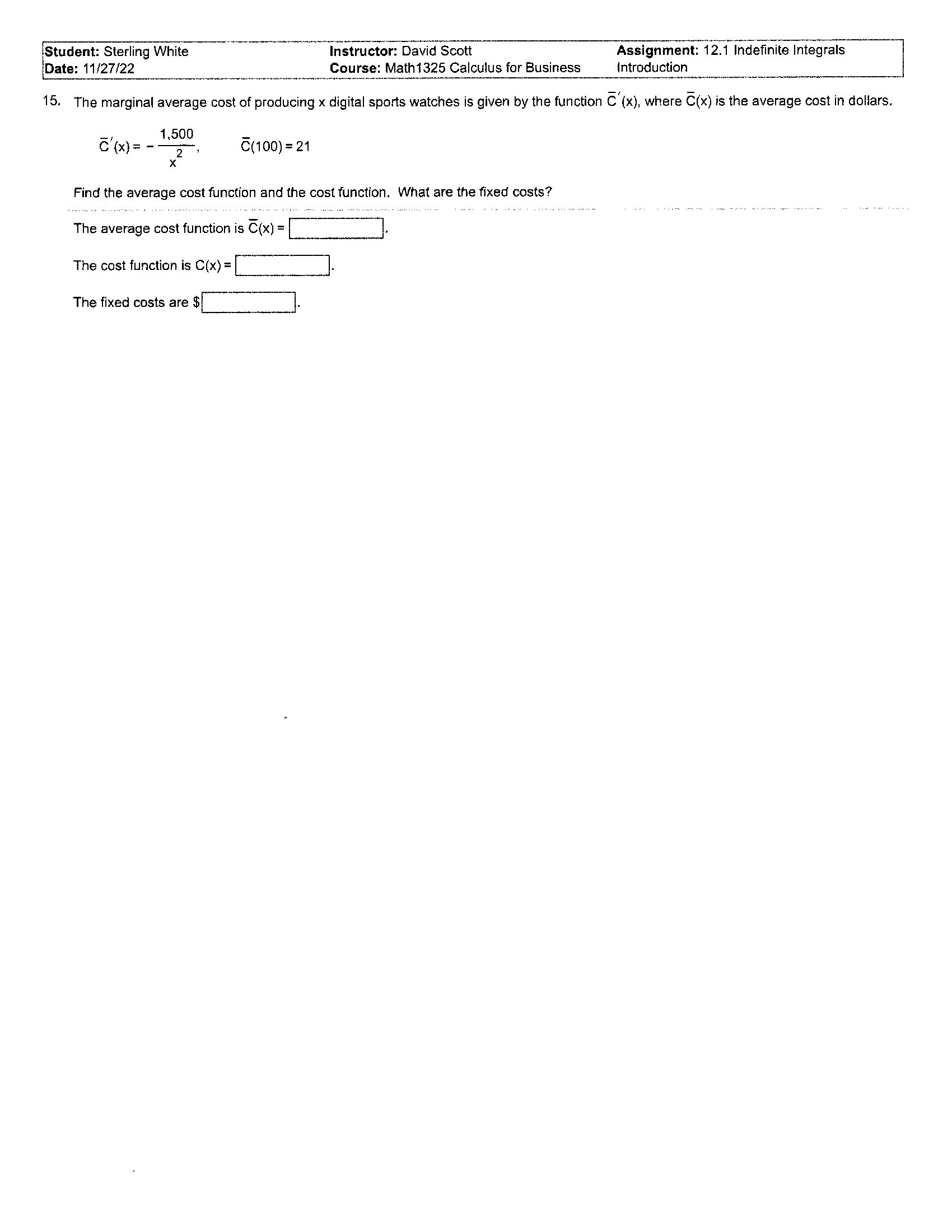 - 2x; C(0) = 4,000 .. . . C(x ) =Student: Sterling