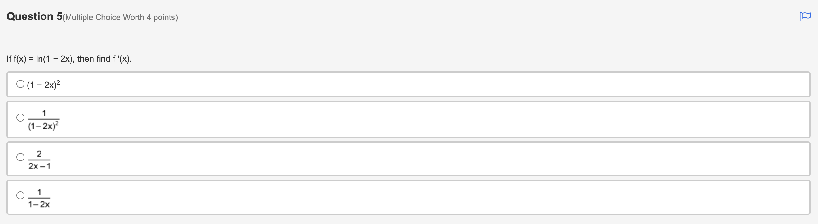 6x 6xe 6x 6e 6x O 6exQuestion 1(Multiple Choice Worth 4 points)