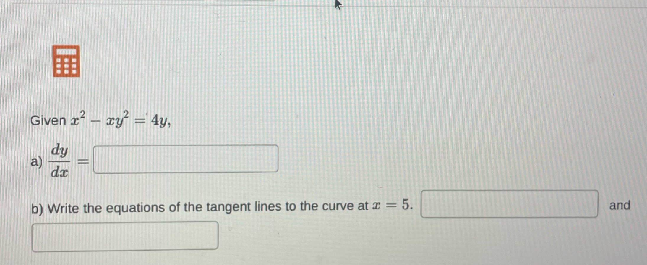 Write the equations of the tangent lines to the curve at x