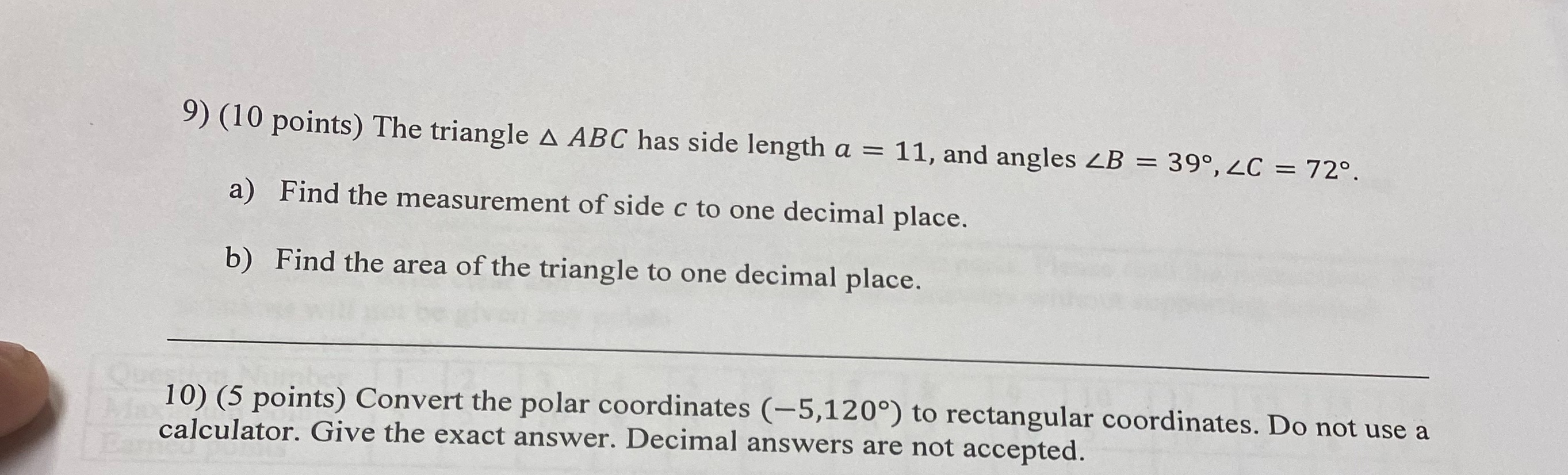= 11, and angles LB = 390, LC = 720. a) Find