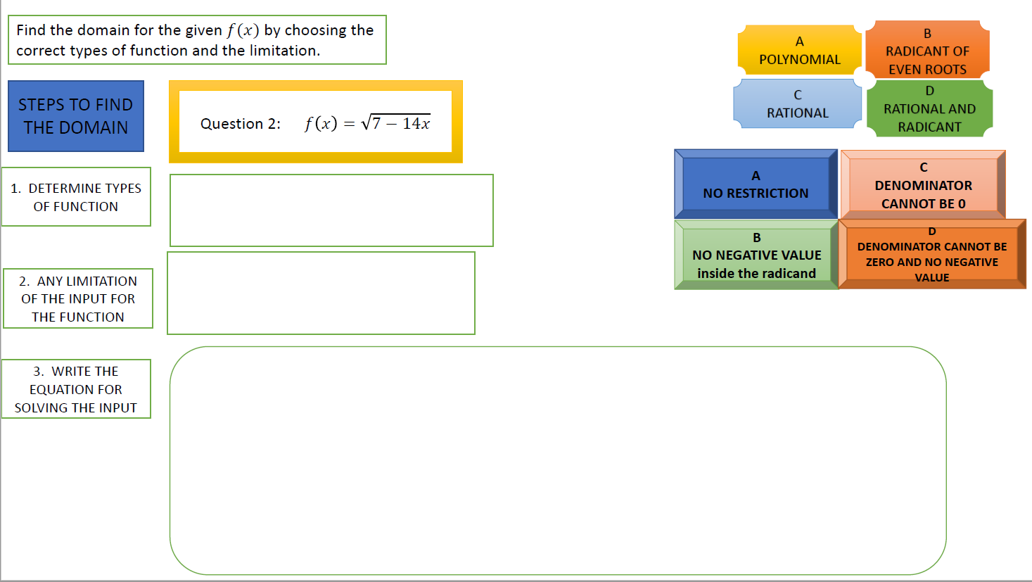 OF FUNCTION B ND NEGA'HVE VALUE 2. ANY LIMITATION OF THE INPUT