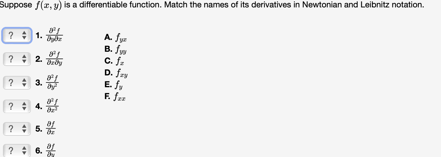 its derivatives in Newtonian and Leibnitz notation. 22 f A. fyx ?