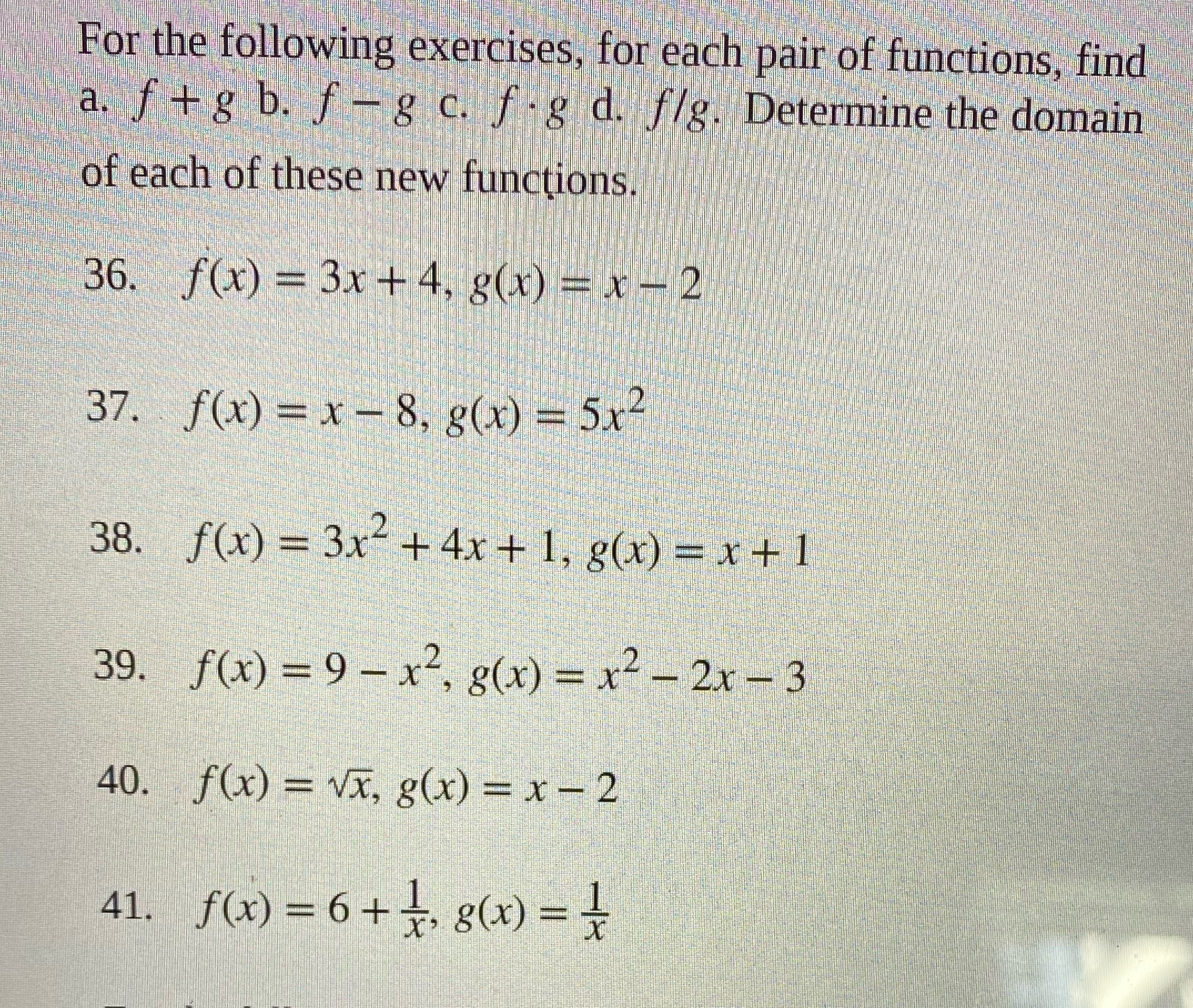 plz for #41 a, b, c, d:) For the following exercises, for
