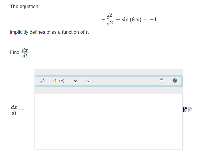  The equation +2 .2 - sin (8 x) = -1 implicitly