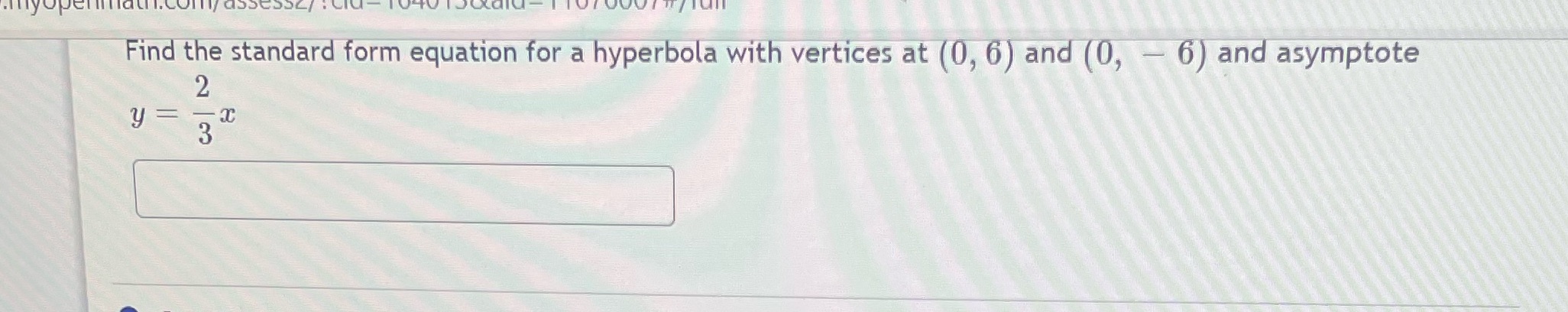 Find the standard form equation for a hyperbola with vertices at