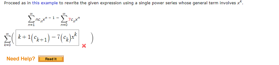 a single power series whose general term involves )H'. :14?an _ 1