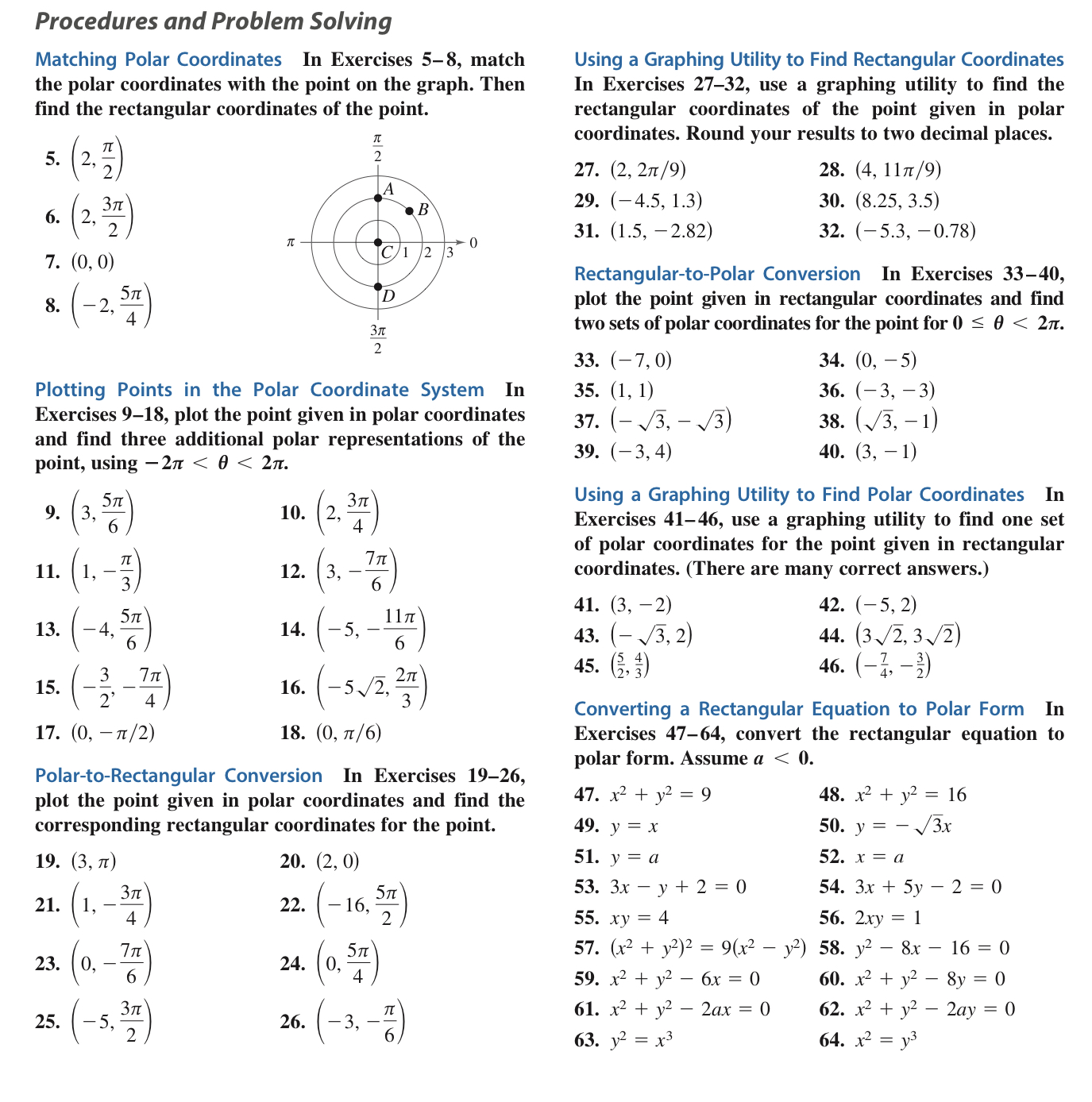  Procedures and Problem Solving Matching Polar Coordinates In Exercises 58, match
