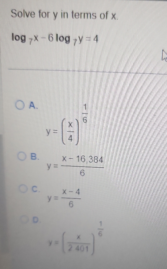 Solve for y in terms of x log log ty x- 16284