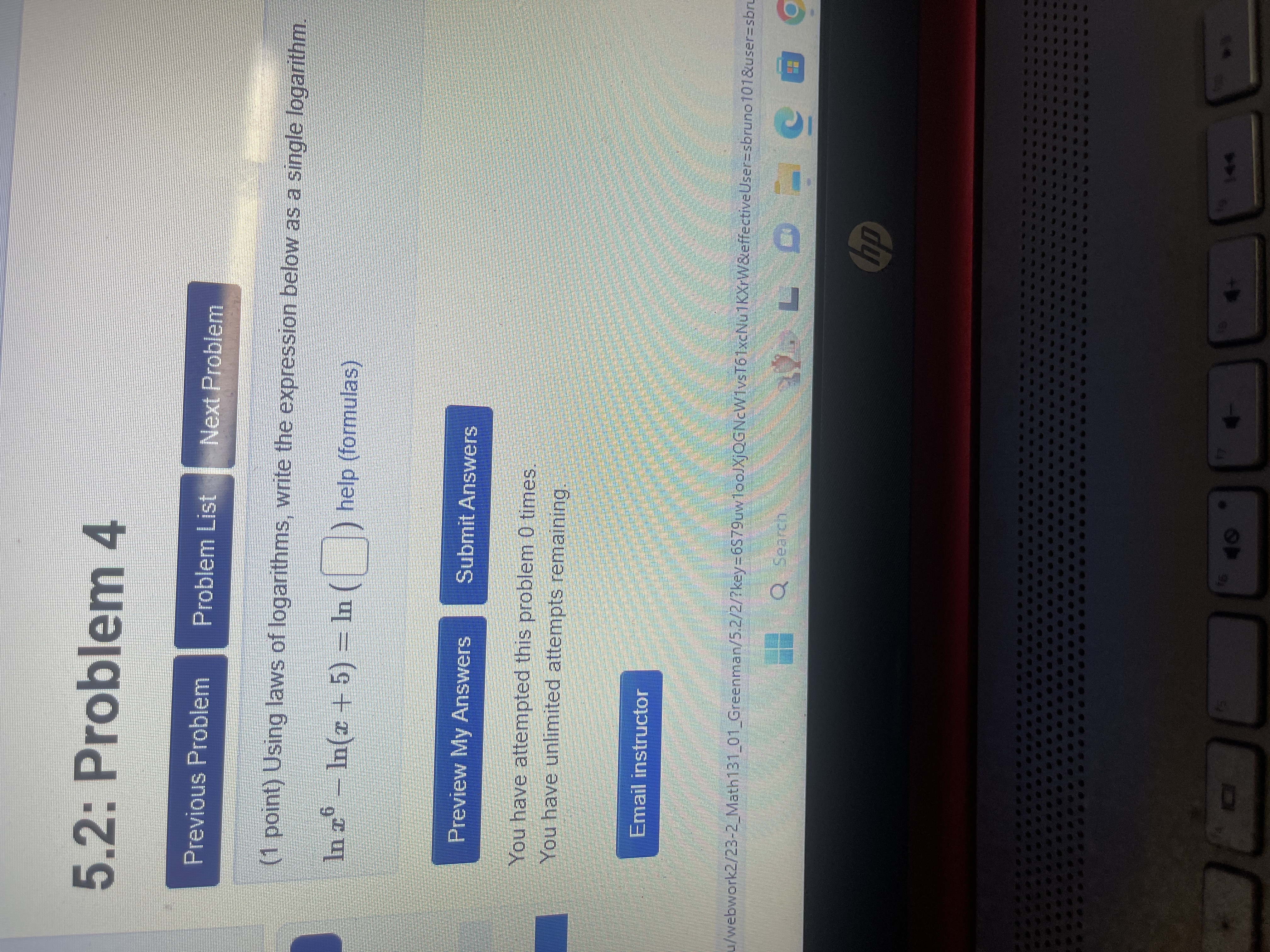  5.2: Problem 4 Previous Problem Problem List Next Problem (1 point)