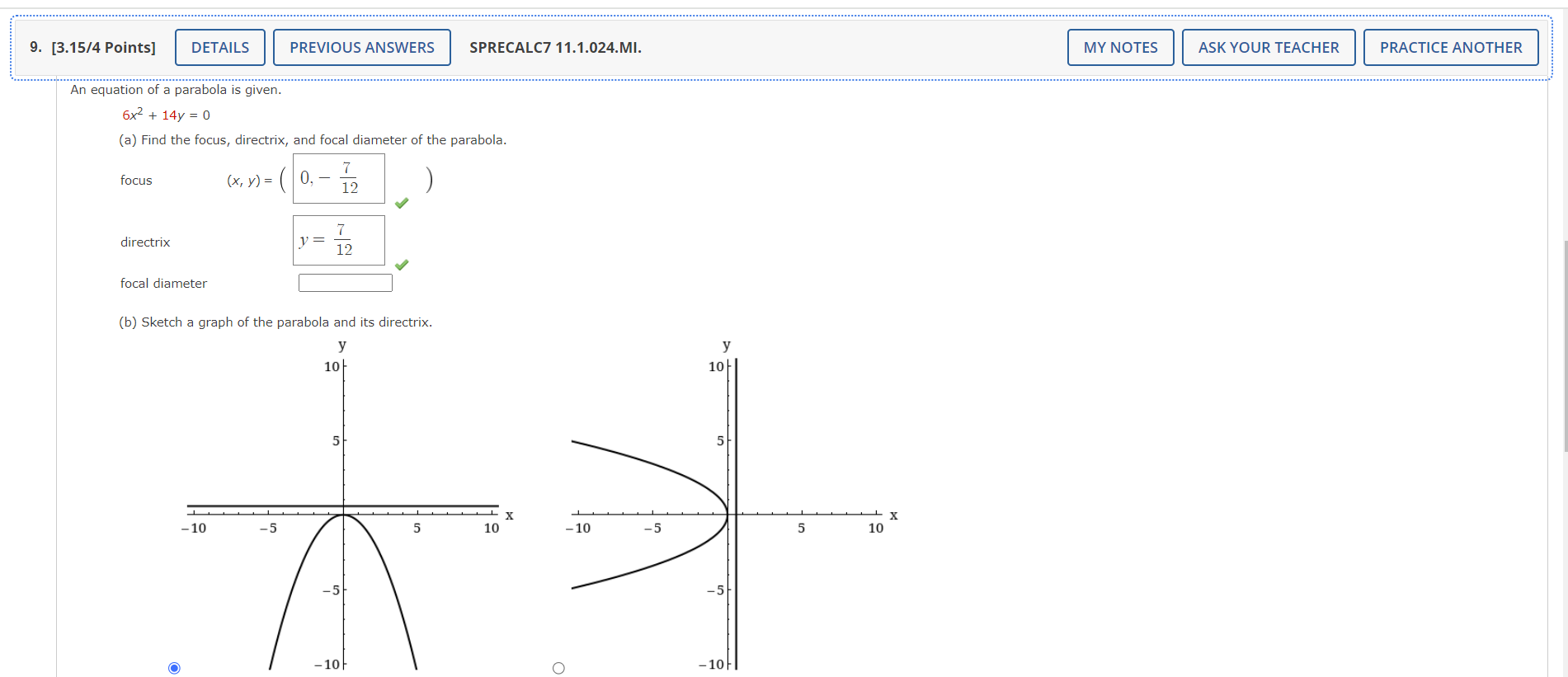 is given. yz = 24x (a) Find the focus, directrix, and focal