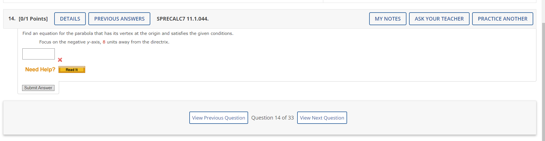 diameter of the parabola. focus (x, y) = |6,0 directrix x=-6 focal