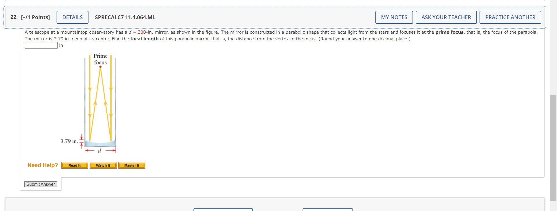 PREVIOUS ANSWERS SPRECALC7 11.1.019. MY NOTES ASK YOUR TEACHER PRACTICE ANOTHER An