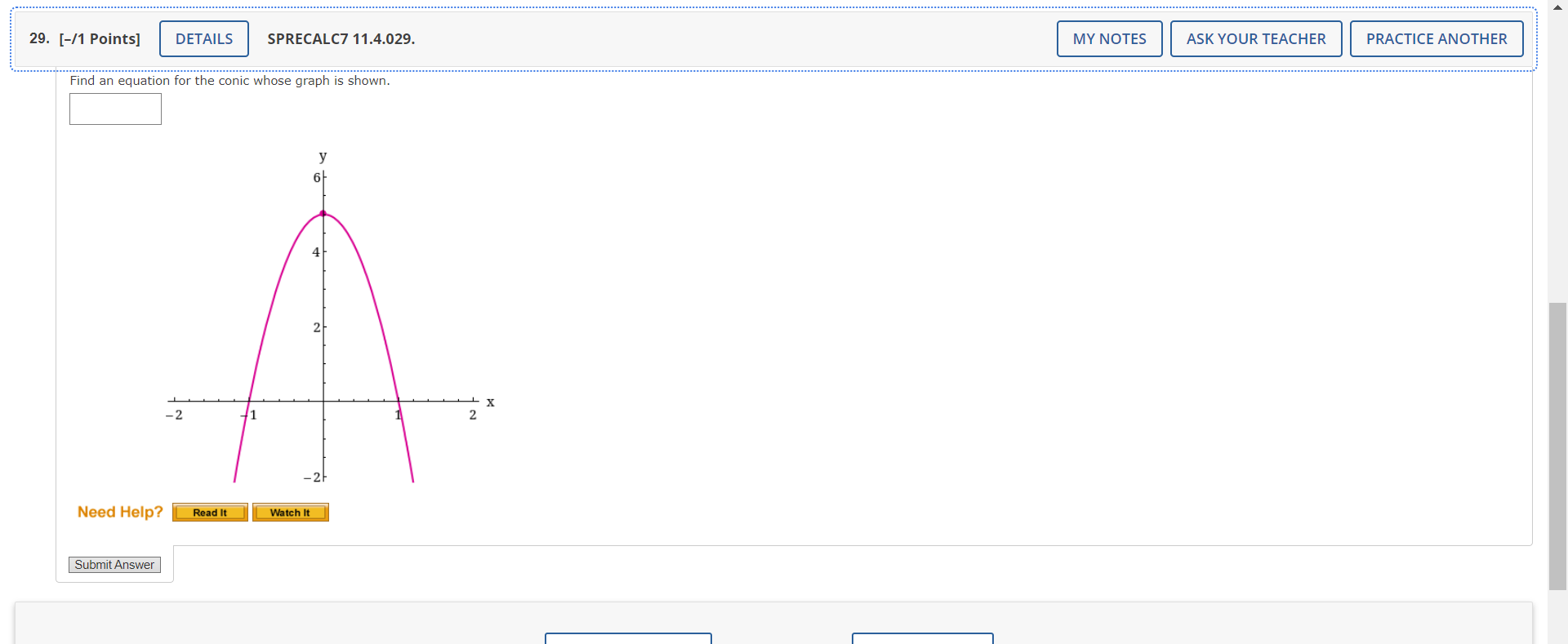 equation of a parabola is given. 7y = x2 (a) Find the