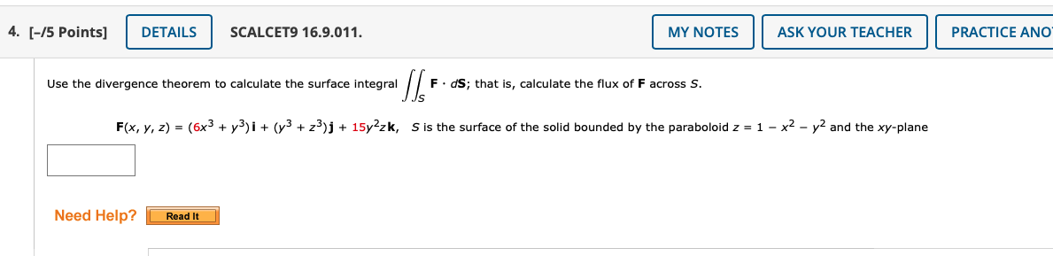  4. [-/5 Points] DETAILS SCALCET9 16.9.011. MY NOTES ASK YOUR TEACHER