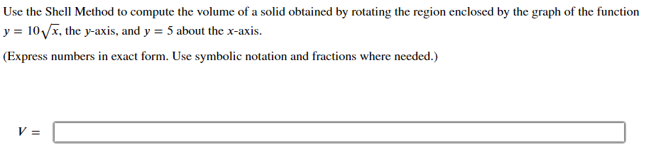: 6);, y : x in the rst quandrant; about the xaxis.