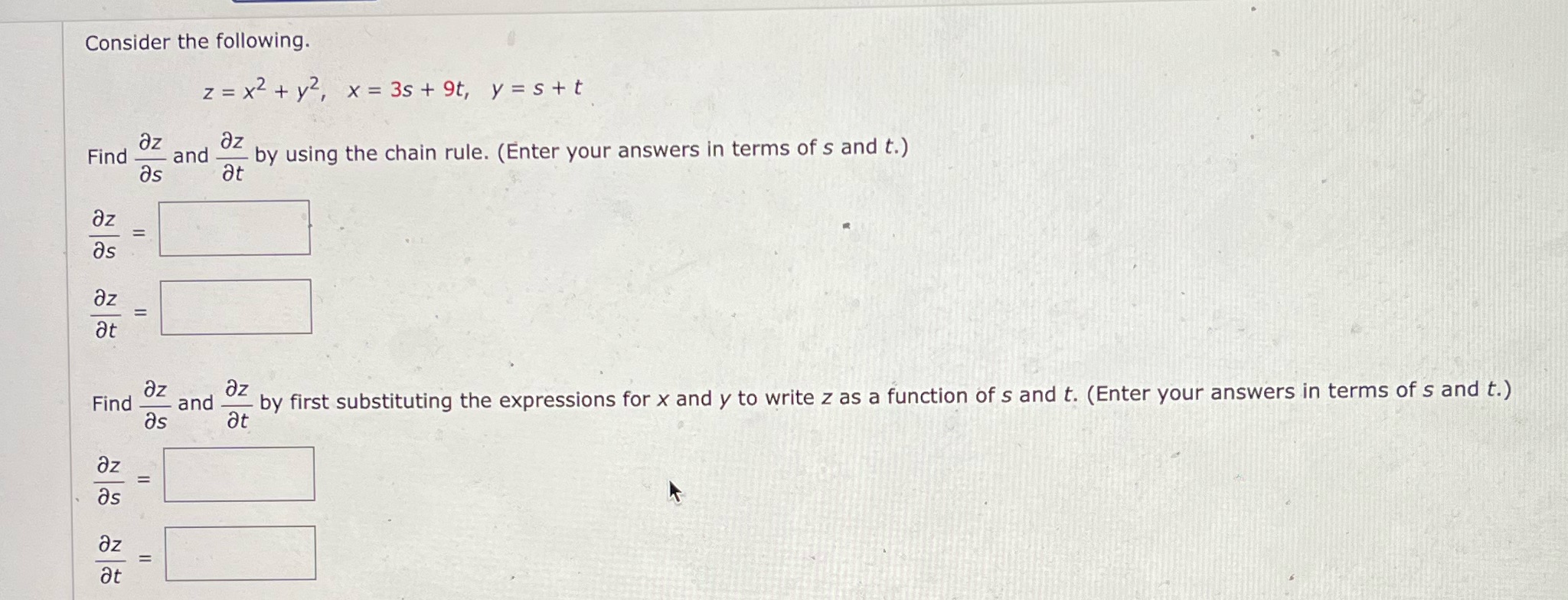 Need help with this ! Consider the following. z = x2
