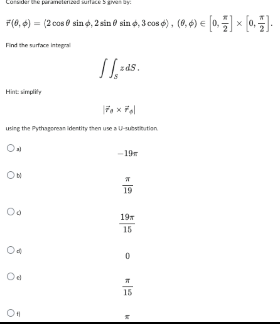 4) = (2 cos 0 sin , 2 sin 0 sin d,