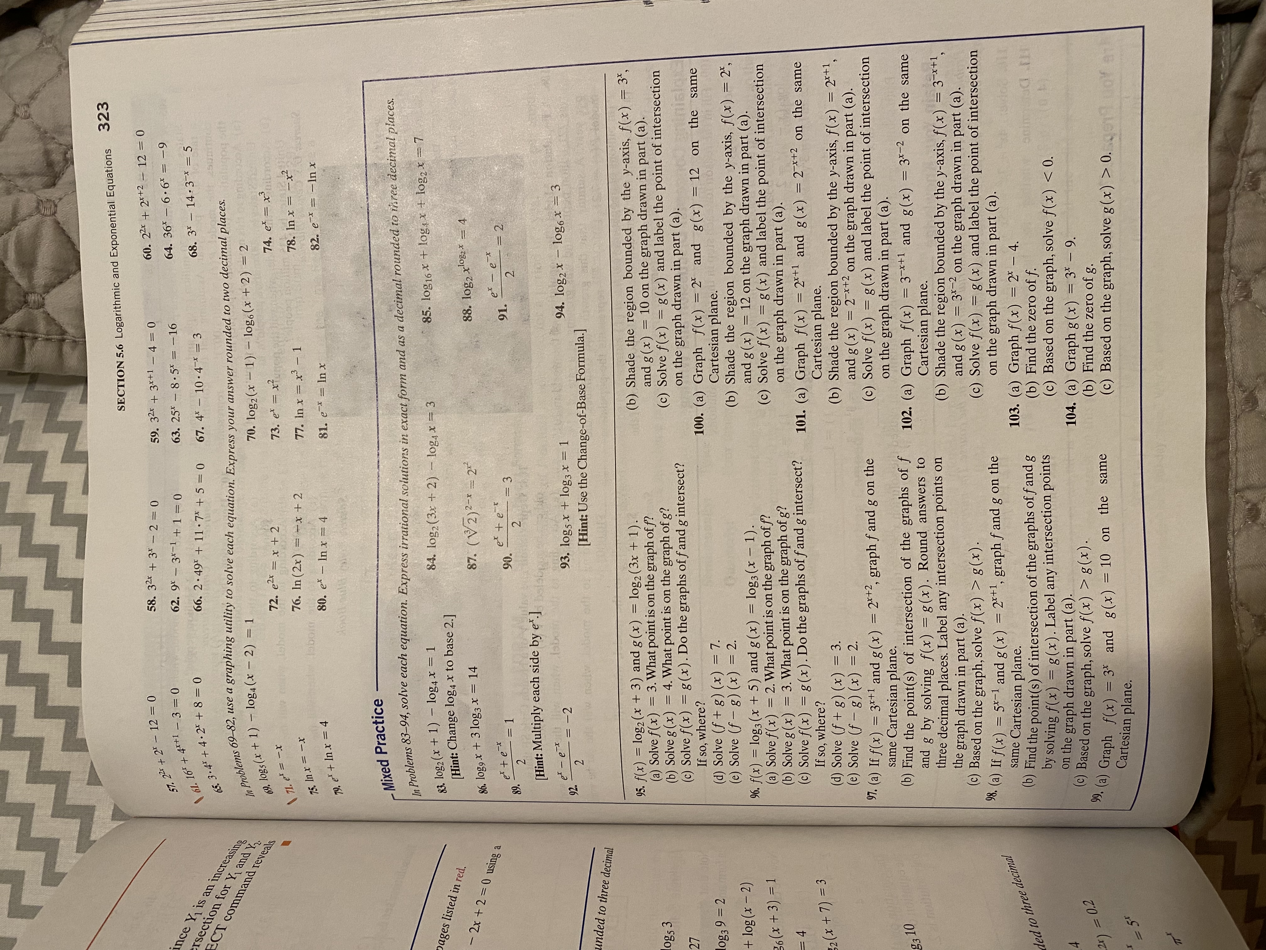 5 Exponential and Logarithmic Functions 57. 22 + 24 - 12 =
