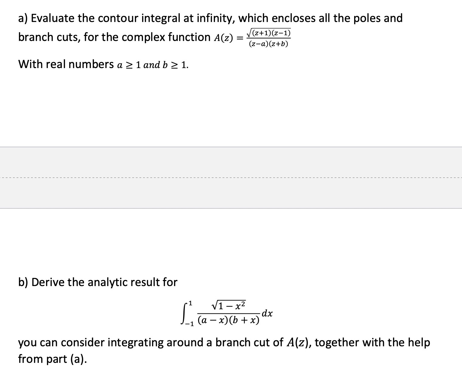 poles and branch cuts, for the complex function A(z) = m With