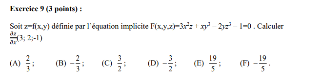 2yz3 - 1=0 . Calculate az ax (3; 2;-1) 19 19 (To)
