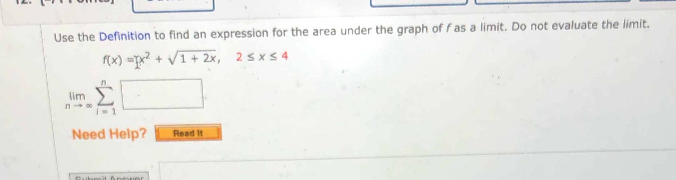the graph of f as a limit. Do not evaluate the limit.