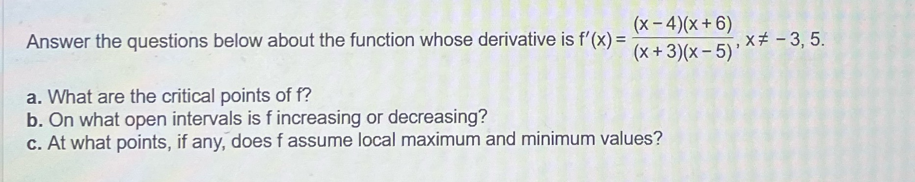 function whose derivative is f'(x) = m Xi -3, 5. a. What