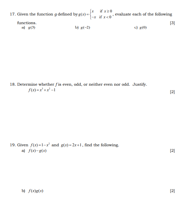  if x20 17. Given the function g defined by g(x) =
