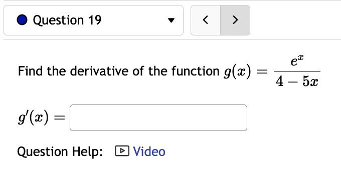 73 f'(ac) = Question Help: D VideoQuestion 21 > Use the chain