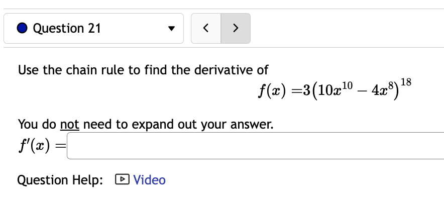 do not need to expand out your answer. f'(a) = Question Help: