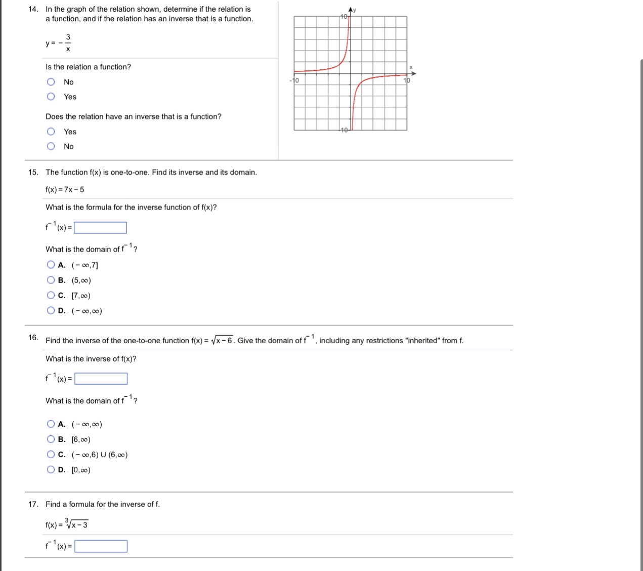 if the relation is a function, and if the relation has an