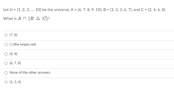 A = [6, 7, 8, 9, 10], B = [1, 2, 3,