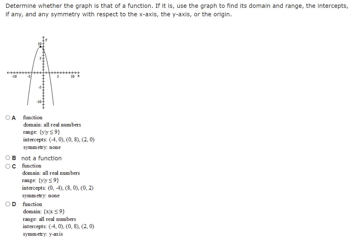 with respect to the x-axis, the y-axis, or the origin. O A