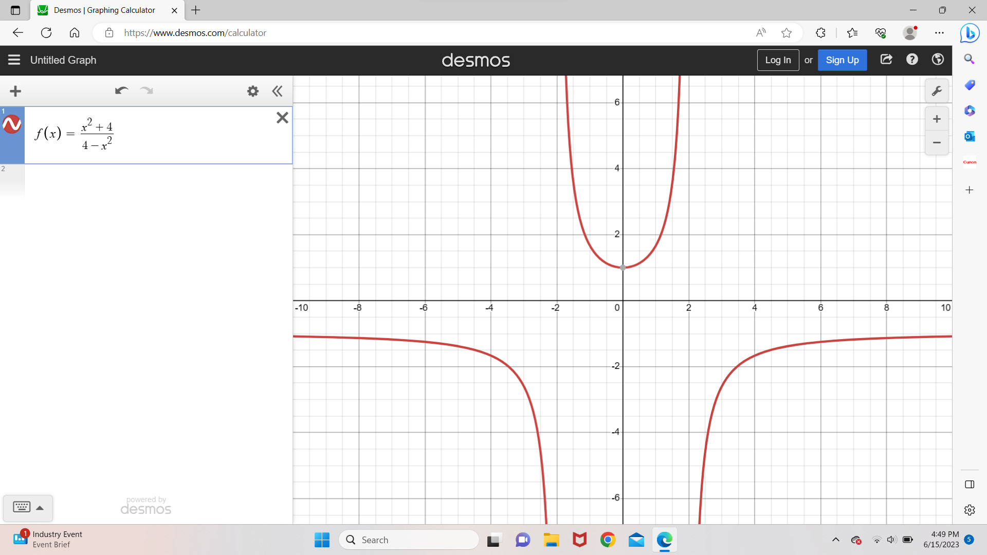 . . . Untitled Graph desmos Log In or Sign Up C