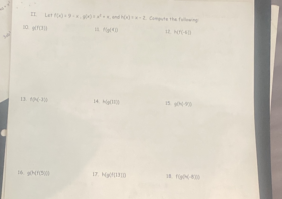 + x, and h(x) = x - 2. Compute the following 10.