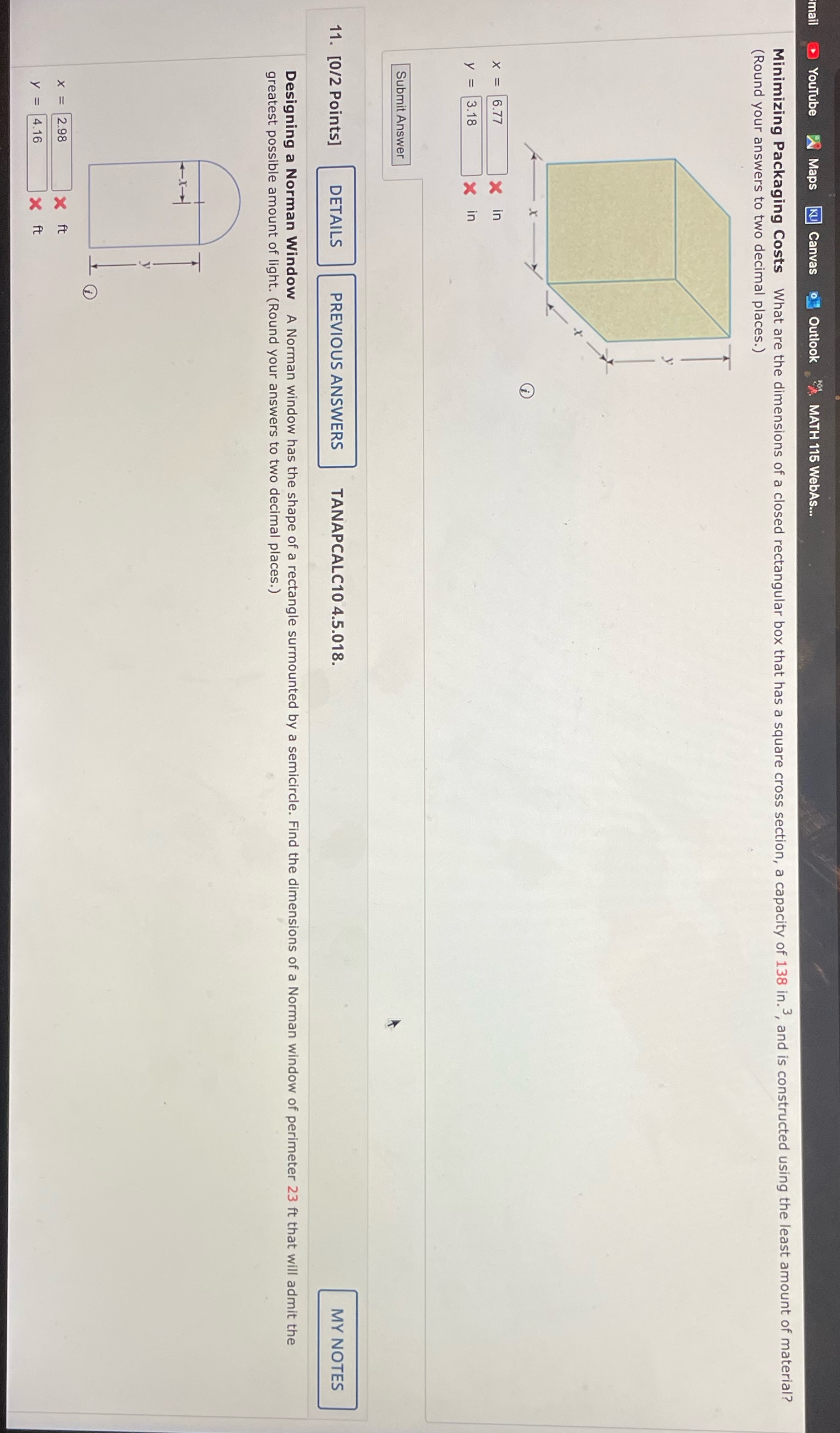 Outlook MATH 115 WebAs... Minimizing Packaging Costs What are the dimensions of