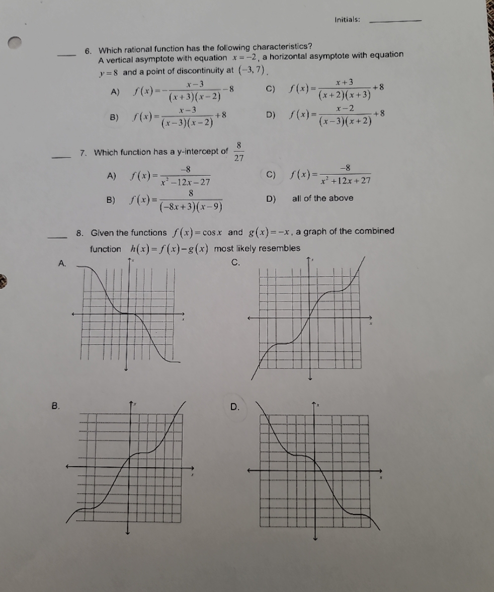Math Pre-Calculcs 30 please DO NOT provide website as an answer