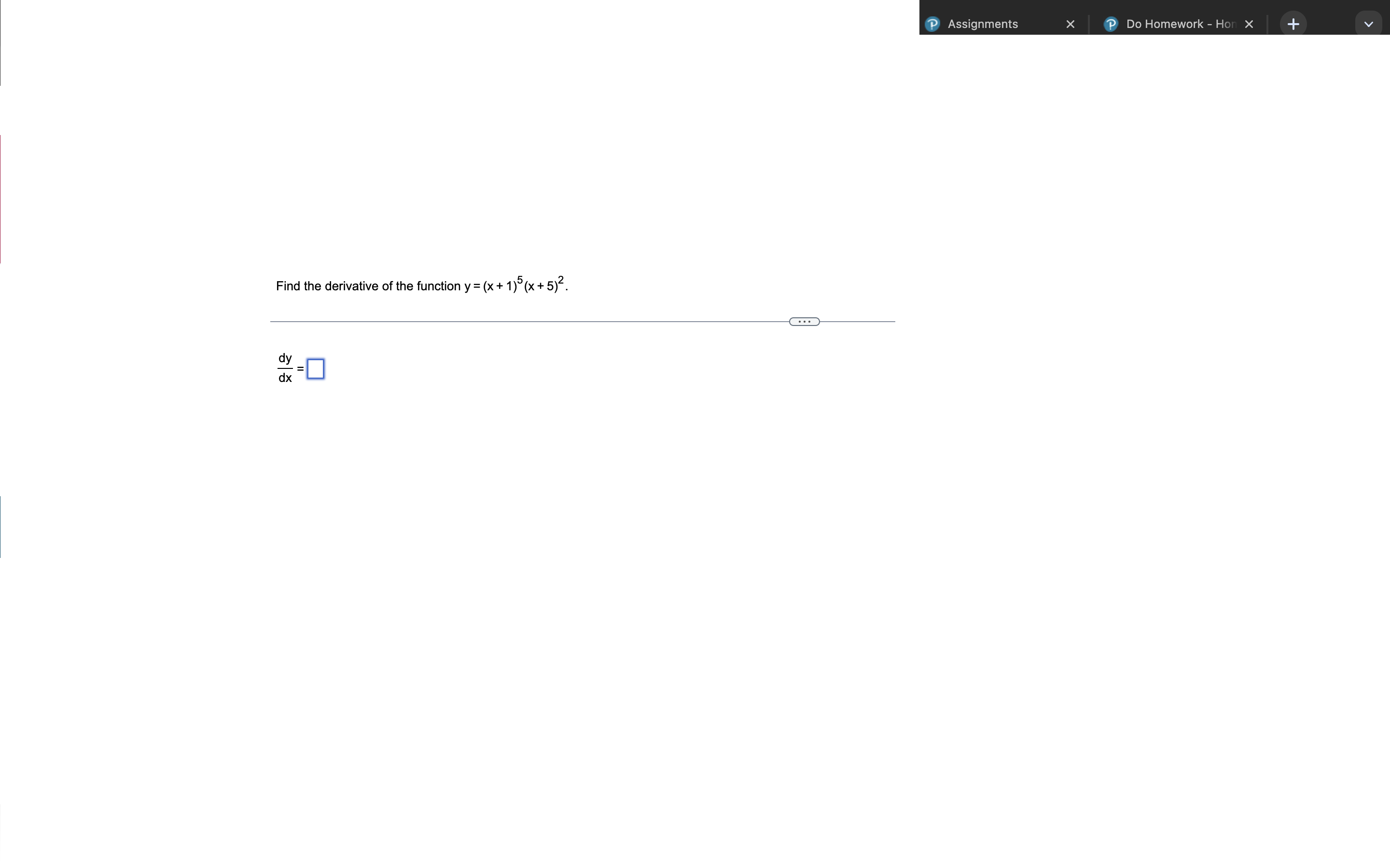 the derivative of the function y = (x + 1)5 (x +5)2.