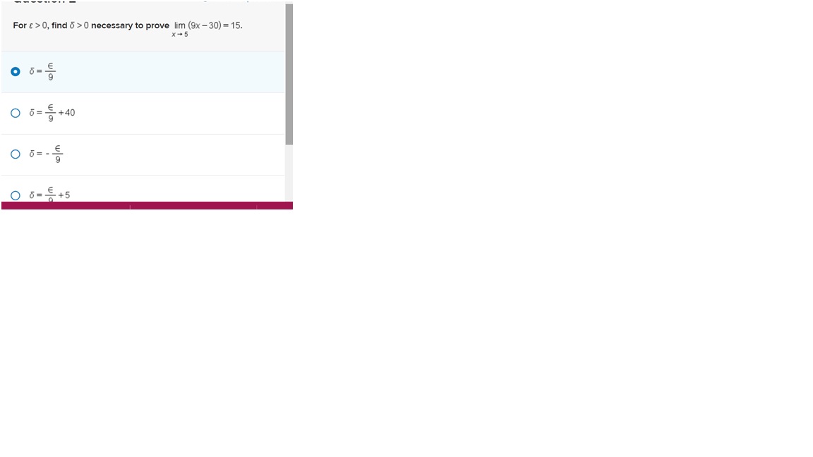 For c find > O necessary to prove lim 15. 0 5+40