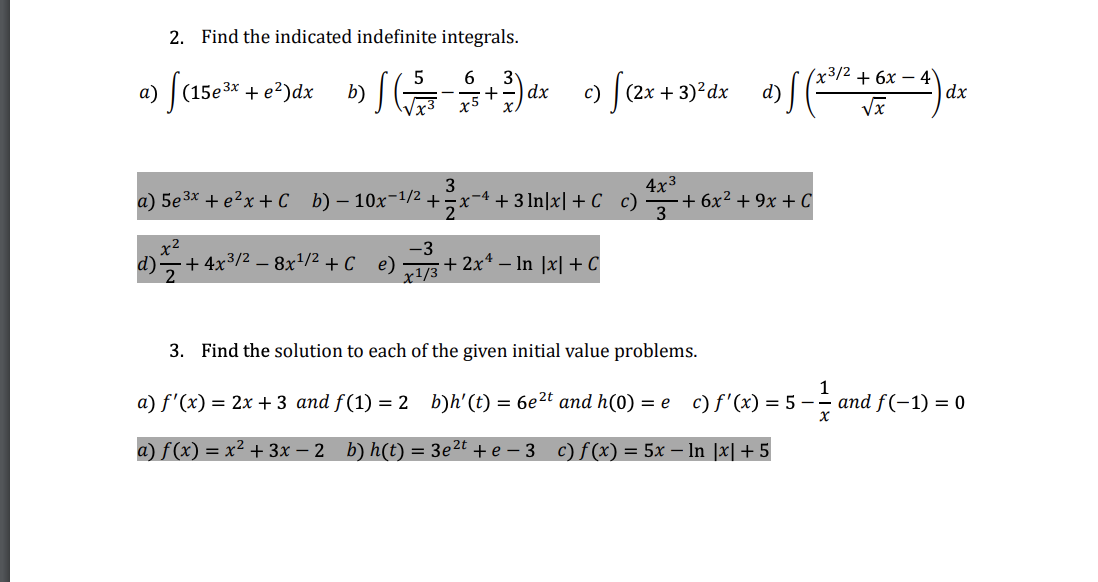  Please answer all questions and show work for all questions. Answer