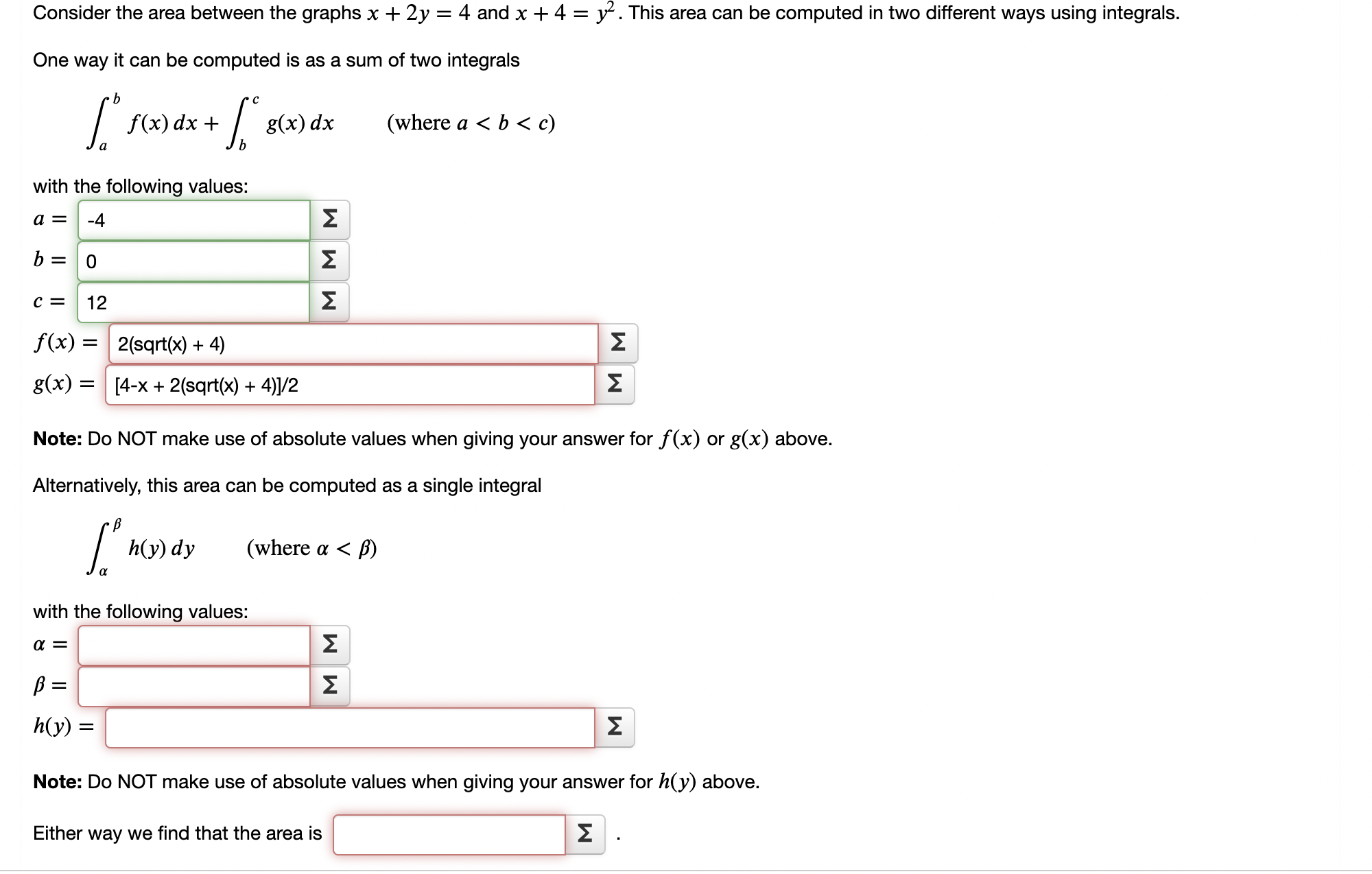 as a sum of two integrals b c / f(x) dx +